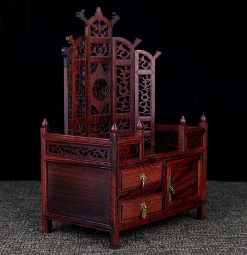 Rosewood Carved Miniature Display Table Buddha Altar Butsudan Shrine Praying