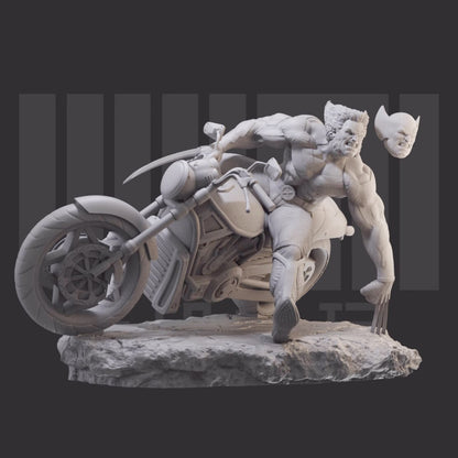 1/24 resin figure model kit Wolverine Riding Motorcycle Unassembled unpainted