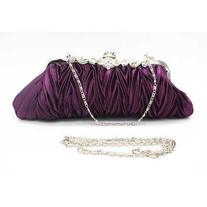 Satin Crystal Bridal Handbag Clutch Wedding Purse Evening Bag Shoulder Purse 1PC