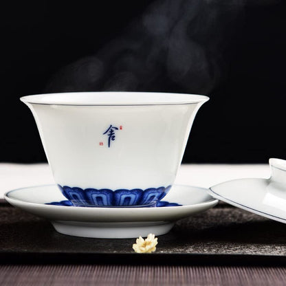 160ml Porcelain Gaiwan Bowl Teacup Handmade Kung Fu Tea Set Tureen