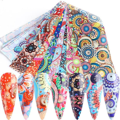 Nail Art 10Pcs Matte Metallic Foils Gold Silver Mirror Starry Paper Gel Stickers