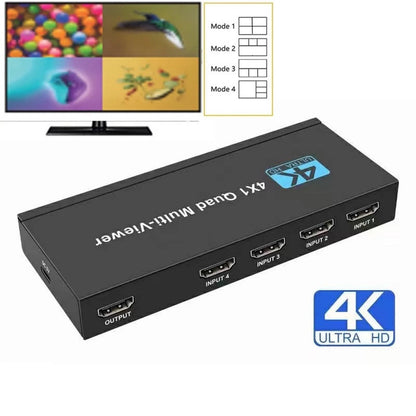 4K HDMI 4x1 1080P Multi-Viewer Seamless Quad Screen Real Time Remote Splitter t