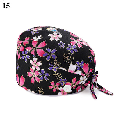 Nurse Baotou Cap Floral Surgical Cap Doctor Hat Printing Sweat-absorbent Towel