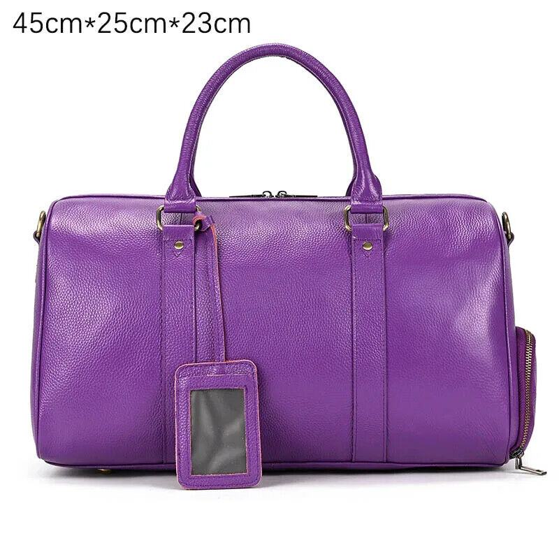 Genuine Leather Travel Bag Men Women Cowhide Casual Travel Weekend Shoulder Bag