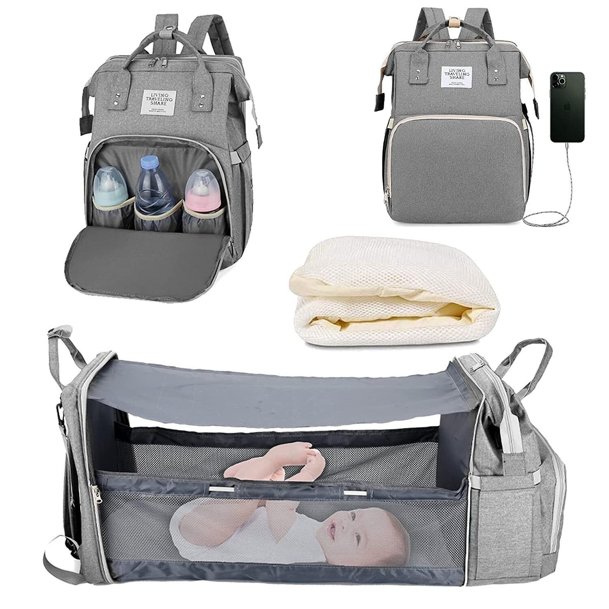 Diaper Bag Backpack Baby Bed Travel Bag Charge Diaper Bag Backpack Bed 3 types