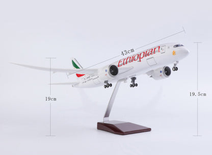 1:130 43CM Ethiopian BOEING 787 Airplane Landing Gear Resin Aircraft Plane Model