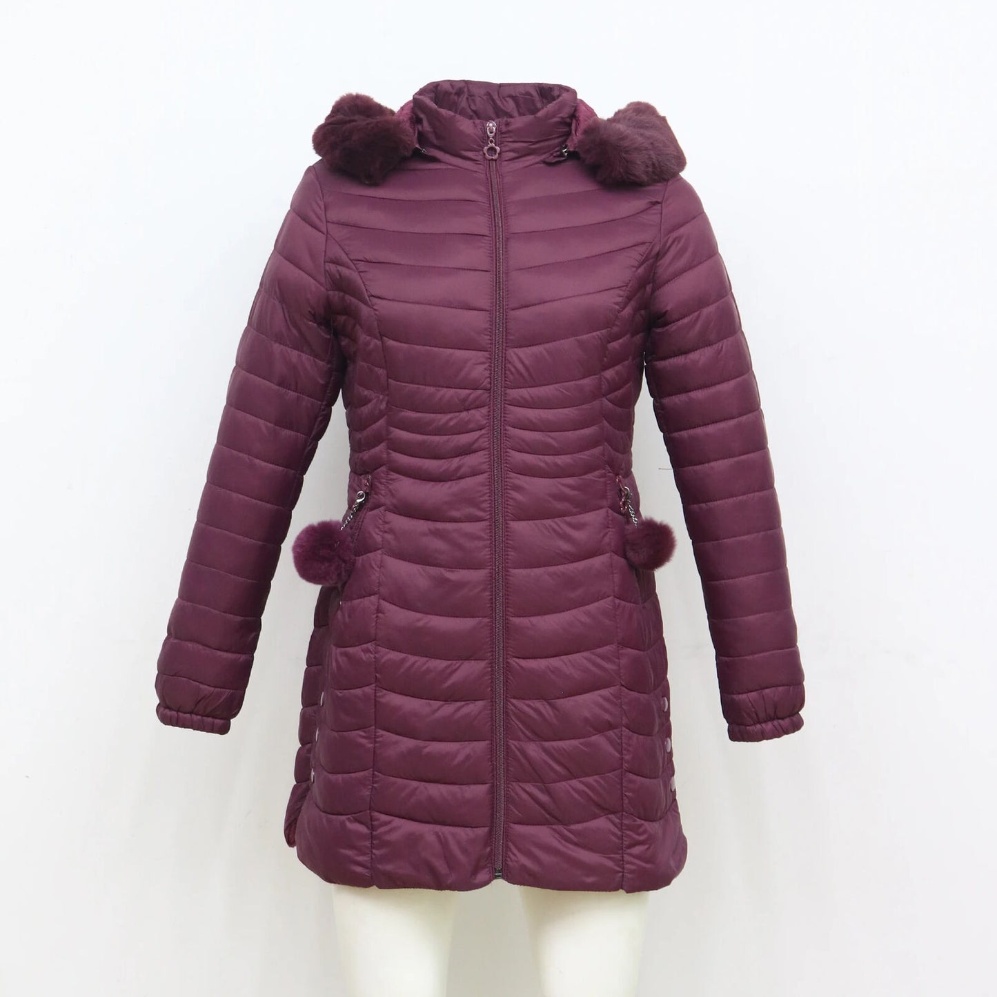 Women Winter Long Puffer Jacket Coat Outwear Clothes Plus Velvet With Fur