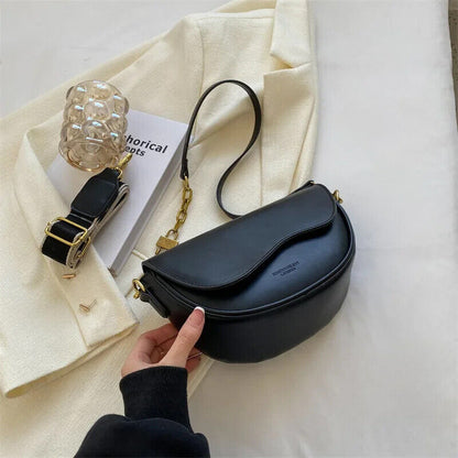 Women's PU Small Shoulder Bag Fashion Simple Underarm Handbag Travel Crossbody