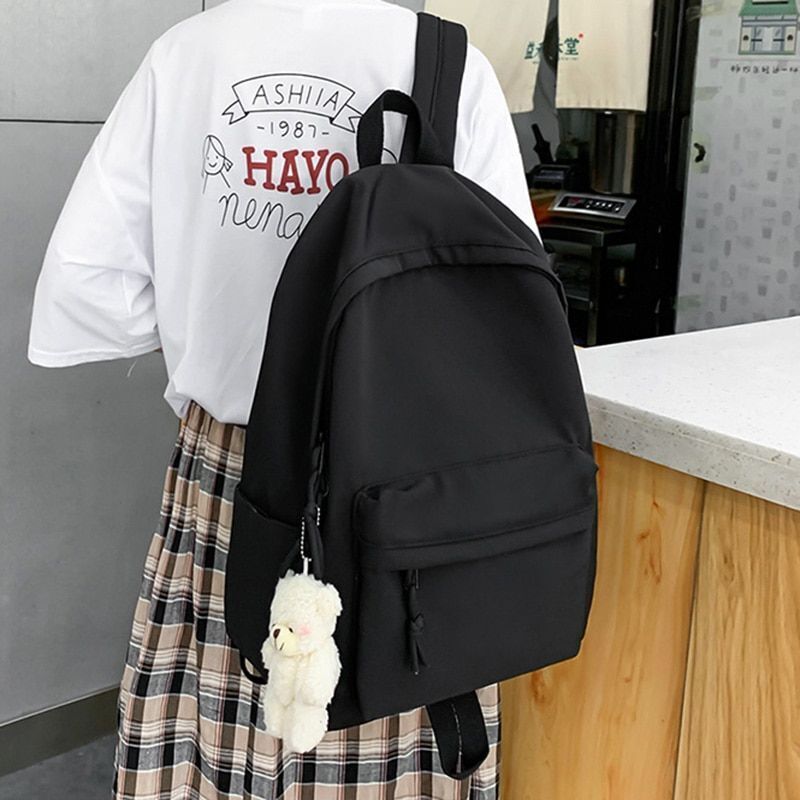 Waterproof Backpack Nylon School Bags Travel Shoulder Bag 29*14*38 Cm Beige Blue