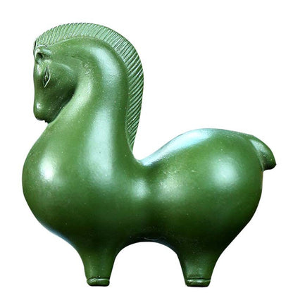 Horse Statue Yixing Zisha Green Clay Tea Pet Handmade Artware Ornament Rack New