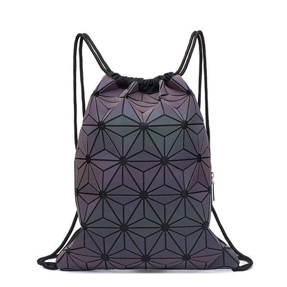 Drawstring Backpack Holographic Luminous Geometric Backpack School Bag 30*3*37CM