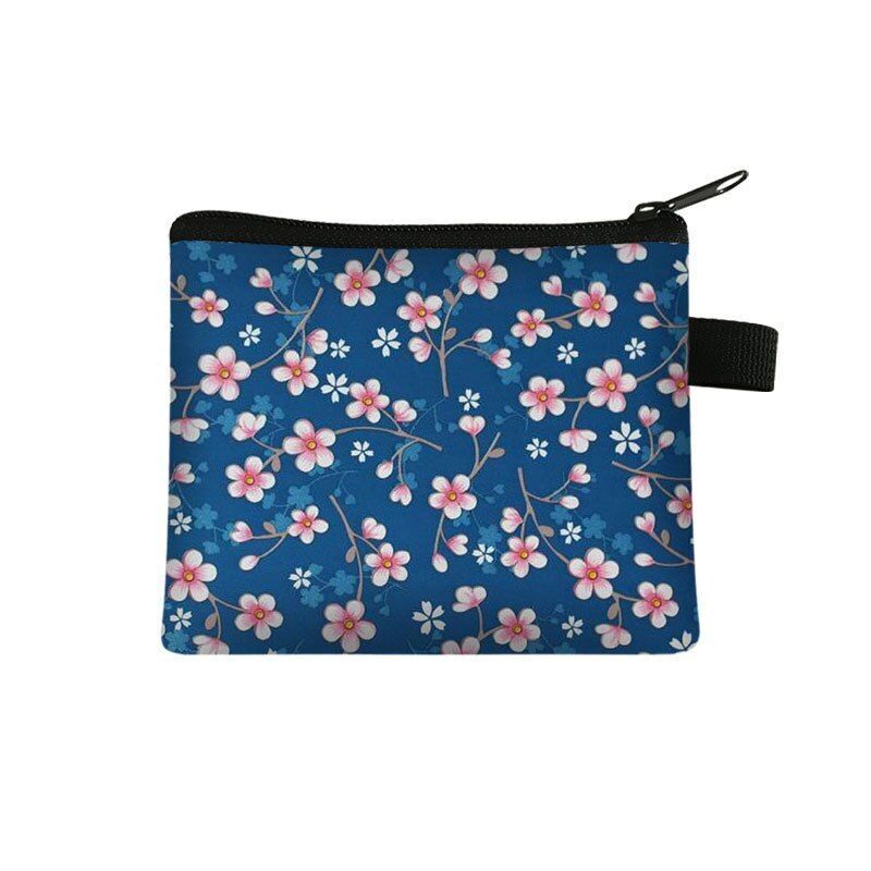 Floral Print 13.5*11 CM Cosmetic Bag Napkin Organizer Coin Card Lipstick Pouches