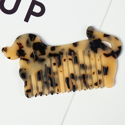 Women Hair Comb 12cm Acetic Acid Sheet Hollow Out Puppy Wide Tooth Girl Hairwear