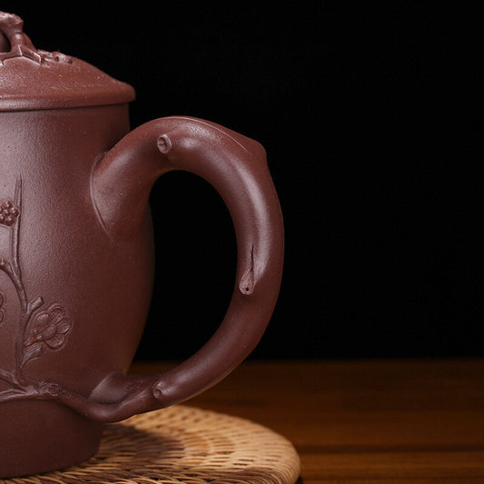 China Yixing Zisha Pottery Purple Clay Handmade 380cc Plum Blossom Teapot