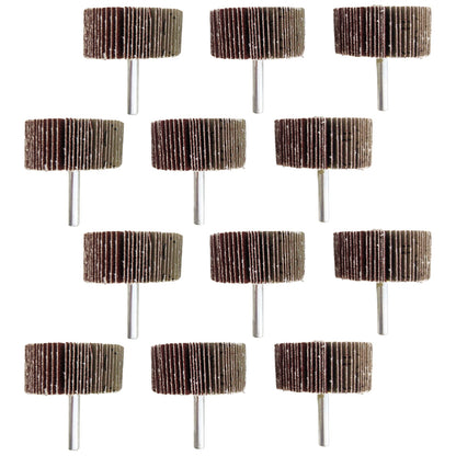 12 Pack ¼" Shank 80 Grit Flap Wheels, Aluminum Oxide Sandpaper - 2"×1"×¼"