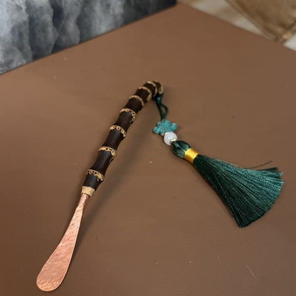 Original Purple Bamboo Root Copper Tea Spoon 19cm Handmade Vintage Tea Tool