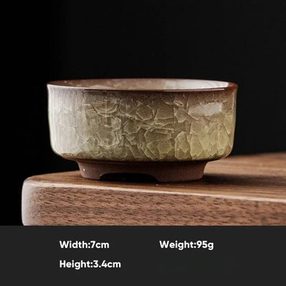 1pcs Ice Crackle Style Ceramic Tea Cup Vintage Celadon Teacup Household