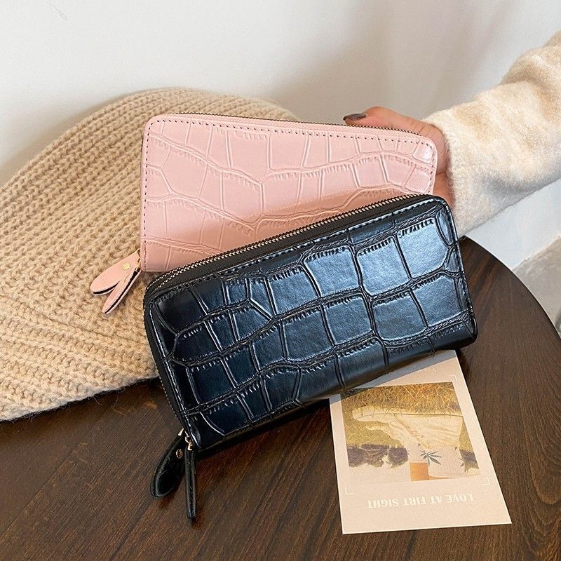 Luxury Wallet Large Stone Pattern Coin Purse Trendy Synthetic Leather Money Bags