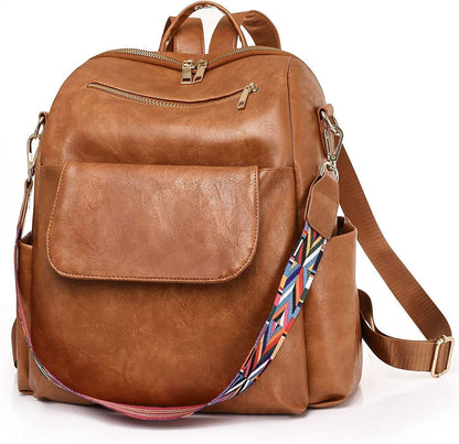 Girl Women Retro Fashion Backpack PU Leather Shoulder Handbag Travel Bag Satchel
