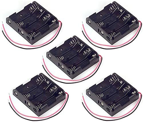 5 Pack AA 4 Battery Holder w\ Wire Leads, Lead - 6" Long, 2.27" x 0.59" x 2.44"