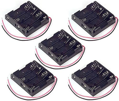 5 Pack AA 4 Battery Holder w\ Wire Leads, Lead - 6" Long, 2.27" x 0.59" x 2.44"