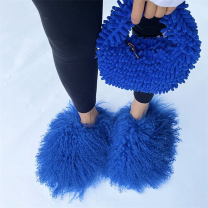 Winter Handbag Plush Shoulder Bags Soft Handbag Mop Plush Traveling Purse 1 PC