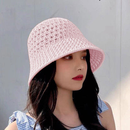 Women Ladies Summer Sun Beach Straw Hat Floppy Wide Brim Foldable Cap Bucket Hat