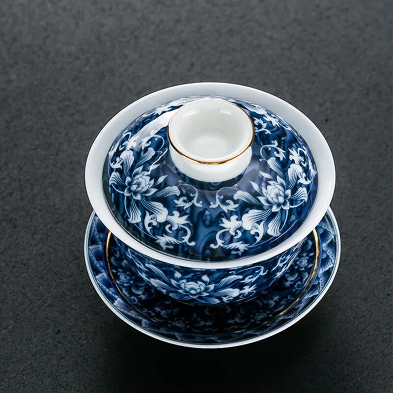Jingdezhen blue and white porcelain tea bowl handmade ceramic teacup -