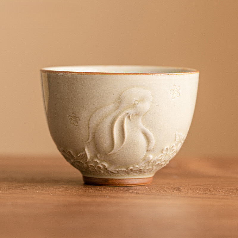 Relief Moon Master Cup Yue Kiln Celadon Tea Bowl Tasting Teacup Coffee Mug