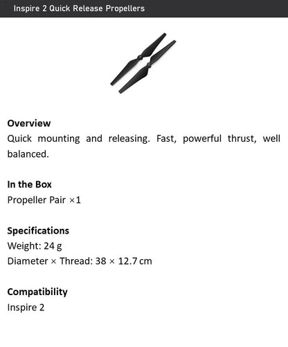 DJI Inspire 2 Quick Release Propellers 1550T– Fast Mount, Balanced, High Thrust