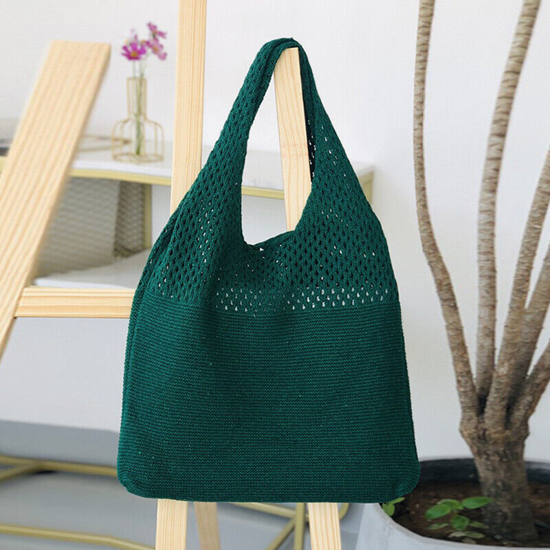 Large Capacity Totes Hollow Woven Shoulder Bag Knitted Handbags Crochet Braided