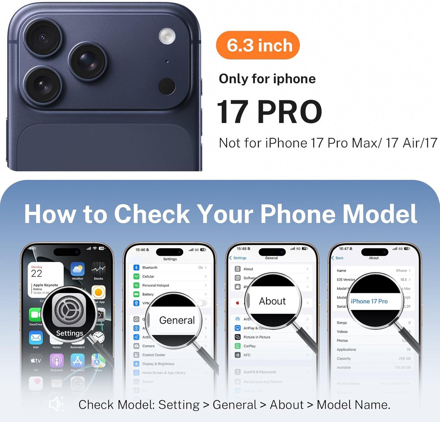 For Iphone 17 Pro Case: with 360° Spin Magnetic Stand, Camera Control Button, Fi