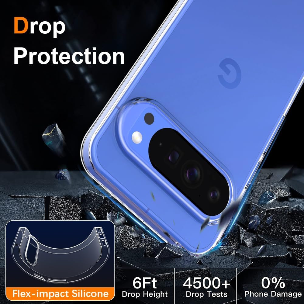 Silicone Clear for Google Pixel 10/10 Pro Case. Soft Slim-Fit Transparent TPU Si