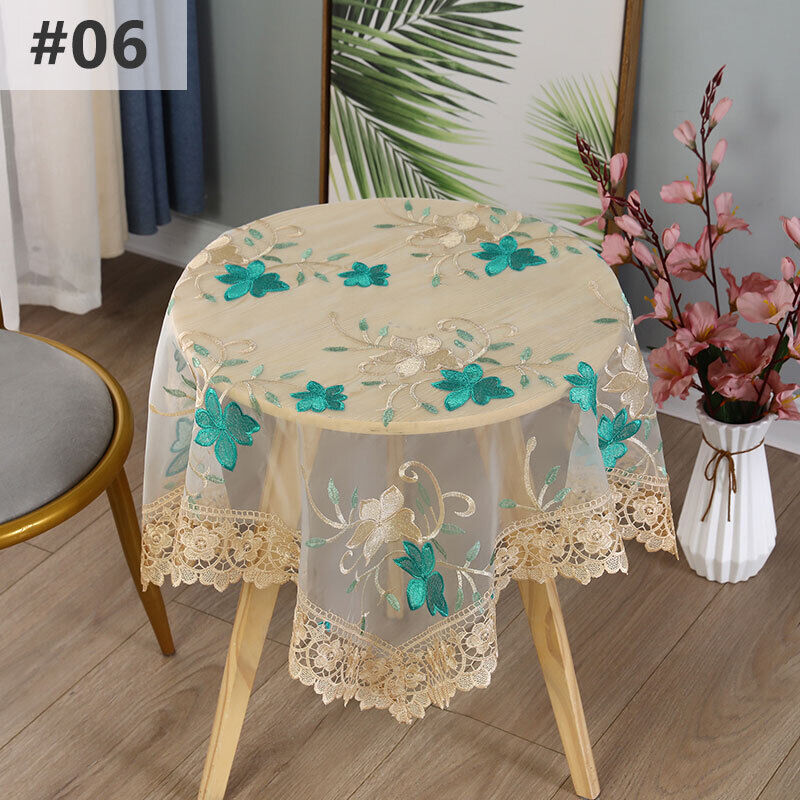 Lace Floral Embroidered Tablecloth European Style Tea Table Dust-Proof Covers