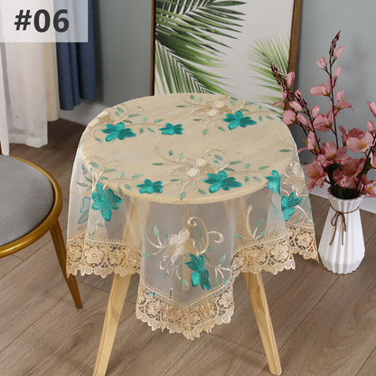 Lace Floral Embroidered Tablecloth European Style Tea Table Dust-Proof Covers