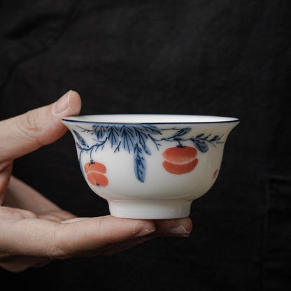 Hand Drawn Sheep Fat Jade Porcelain Tea Cup Tea Making Blue and White Tea Set