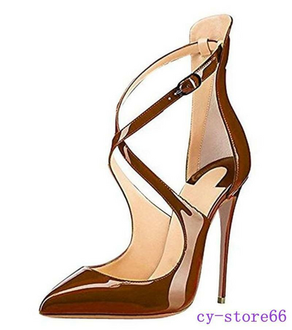 Womens Sexy Pumps Crose Strap Strappy High Heels Pointed Toe Sandals US4.5-11.5