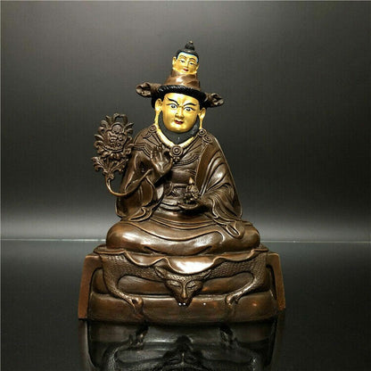 Tibet Buddhism Lama Guru Master Nyingpo Buddha Bronze Statue 18cm