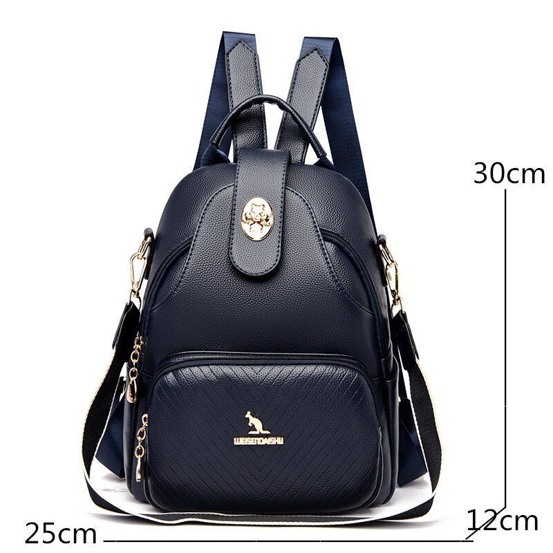 Women Backpacks Luxury Solid Colors Soft Genuine Leather Traveling Shoulder Bags