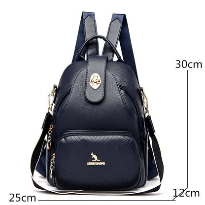 Women Backpacks Luxury Solid Colors Soft Genuine Leather Traveling Shoulder Bags