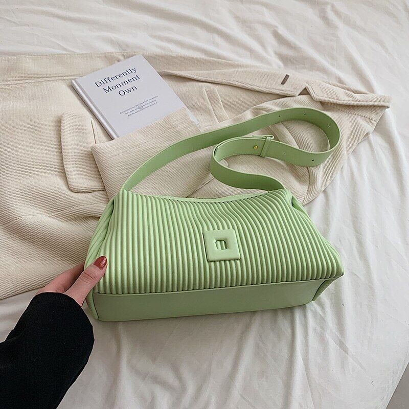 Shoulder Side Bags for Women PU Leather Small Bag Pleats Handbags and Purses