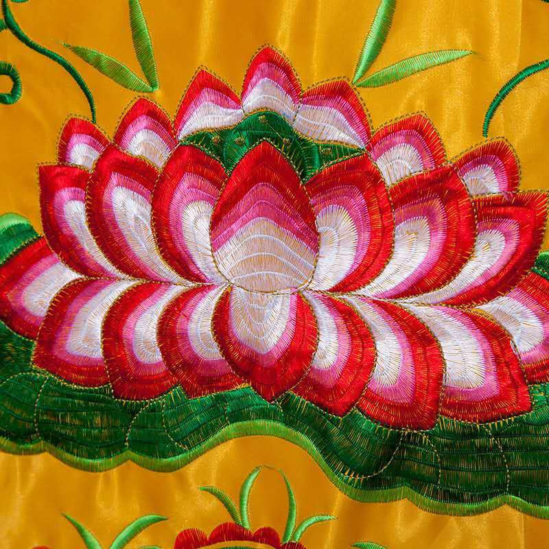 Premium Buddha Lotus Table Apron Curtain Home Table Cloth Yellow Red Supplies