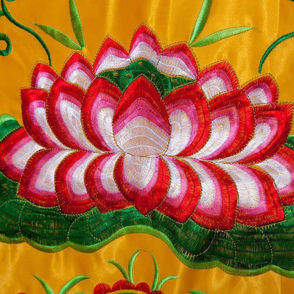 Premium Buddha Lotus Table Apron Curtain Home Table Cloth Yellow Red Supplies