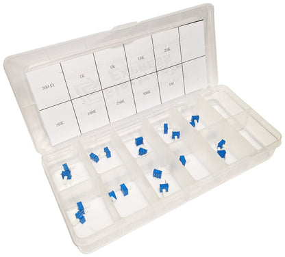 20 Piece Single Turn Cermet Potentiometer Assortment, 500 to 1M ohms, 1/2 Watt