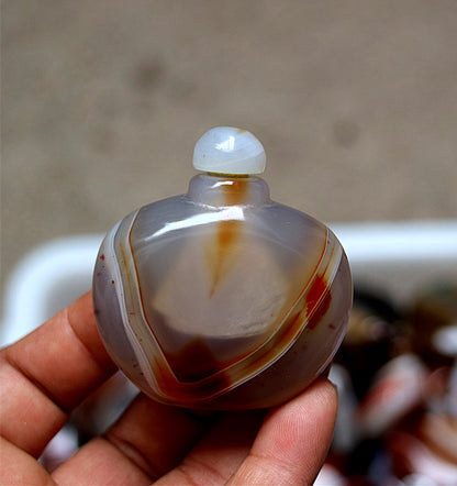 Absolutely Beautiful!1pcs Handmade Brazil Agate Snuff Bottle Perfume Random Send