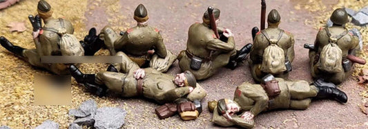 for FLOZ WWII Seven Soviet soldiers at rest 1/72 Figures Pre-built Model