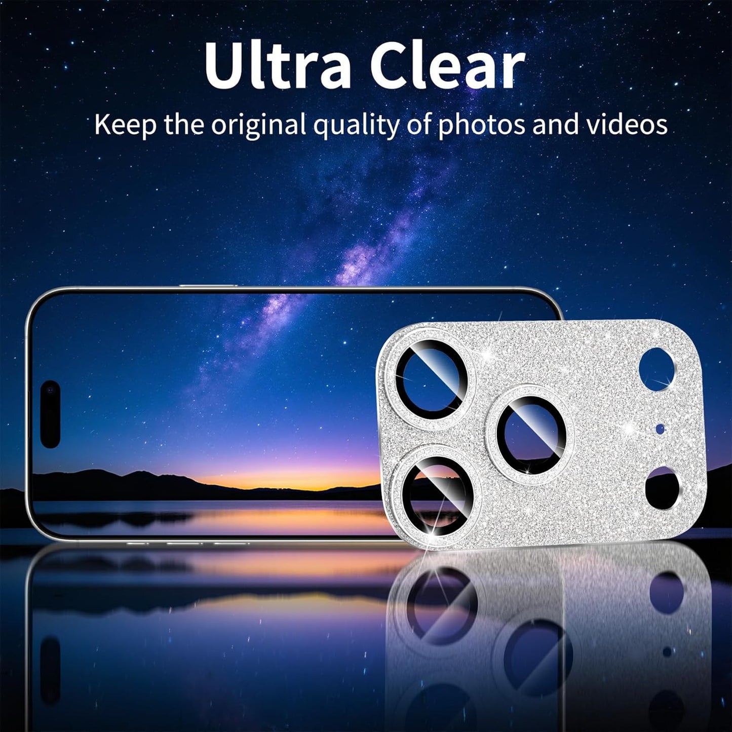 Compatible with Iphone 17 Pro Max Camera Lens Protector, Bling Glitter 9H Temper