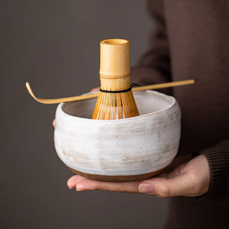 Embersceramic Ceramic Matcha Set with Bamboo Whisk and Chasen Holders
