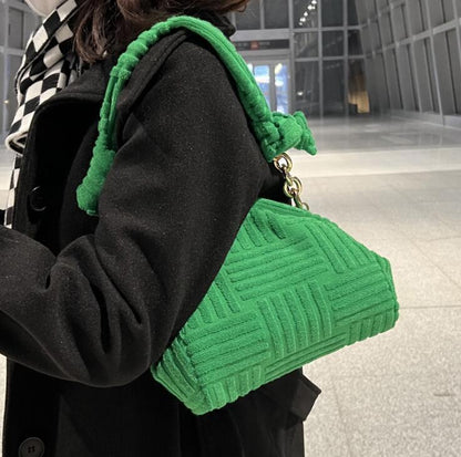 pattern women plush triangle clip handbag all-match bag shoulder bag