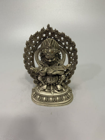 Exquisite Old Chinese Tibet Silver Handcarved Buddha King Kong Statue 618g
